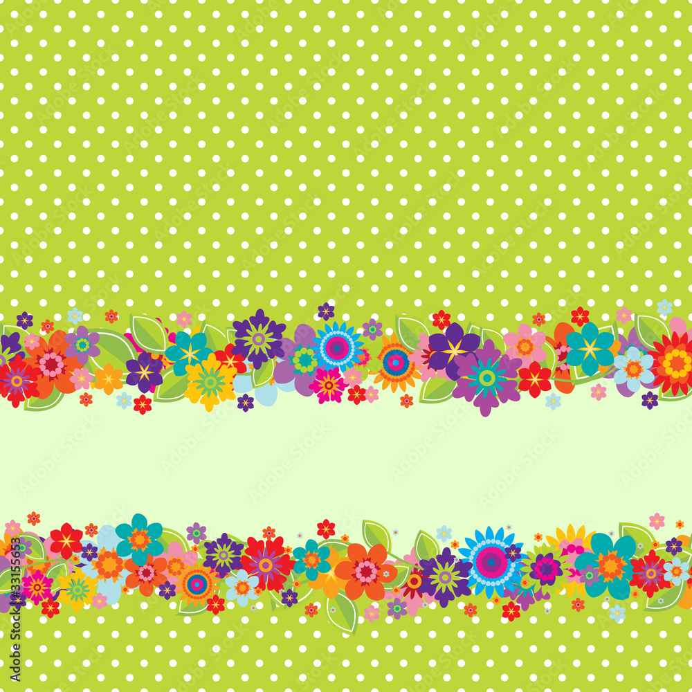 Greeting card with flowers and polkadot pattern Greeting card with flowers and polkadot pattern