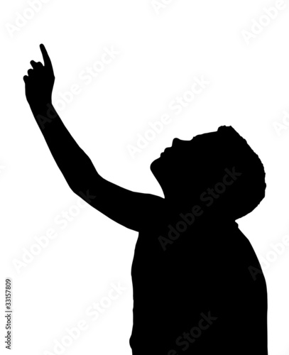 Isolated Boy Child Gesture Pointing Upwards