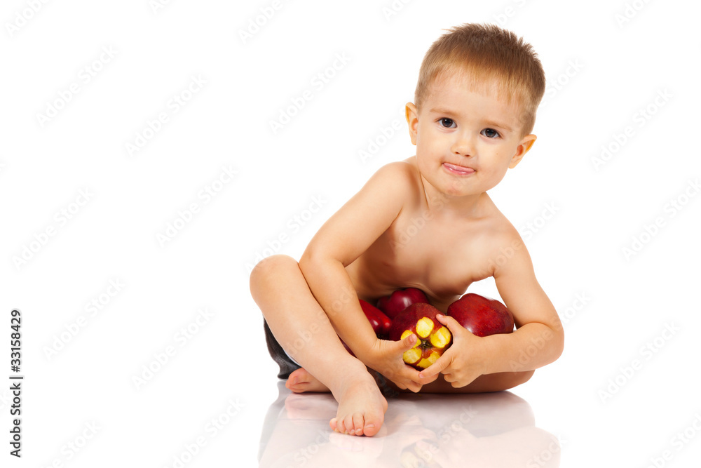 boy with apples boy with apples