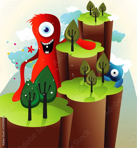 mounstruos en las montañas en vector