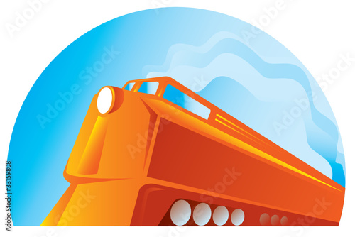 diesel train viewed from low angle retro