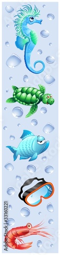 Animali Mare Sfondo Banner-Sea Animal Background-Vector-6