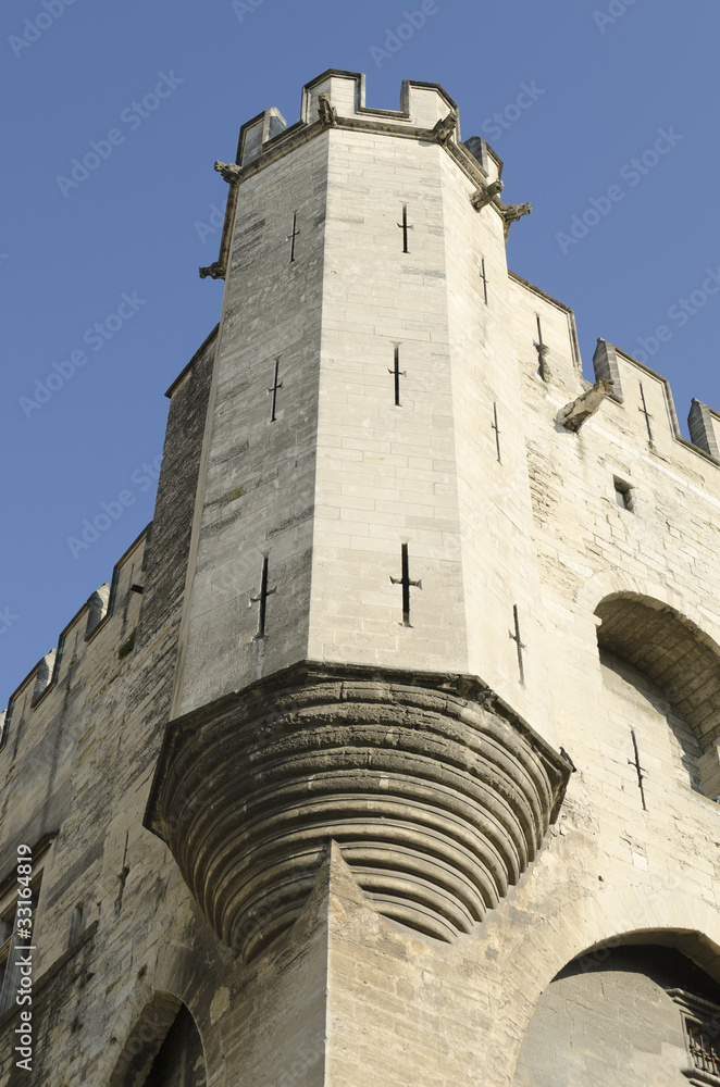 tour d'angle du Palais des Papes en Avignon, France