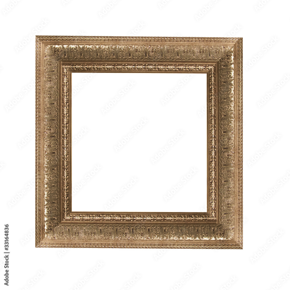 old antique brown frame over white background old antique brown frame over white background
