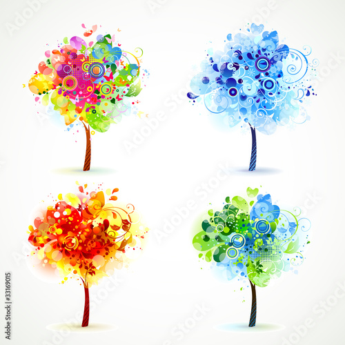 Set of four season trees