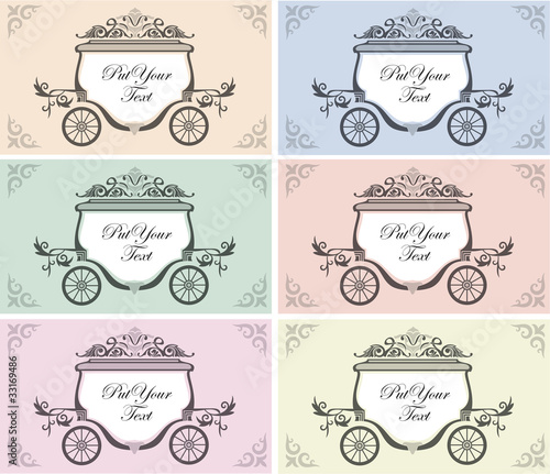 set of six color variation wedding carriage
