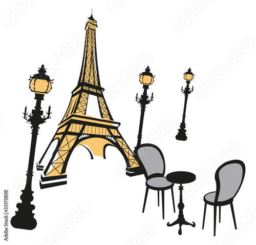 Eiffel Tower with Street Lights
