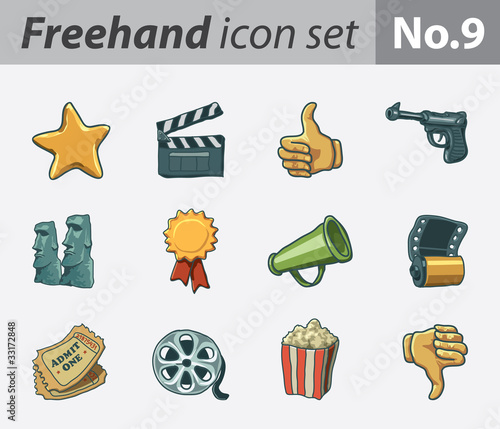 Freehand icon set - movie