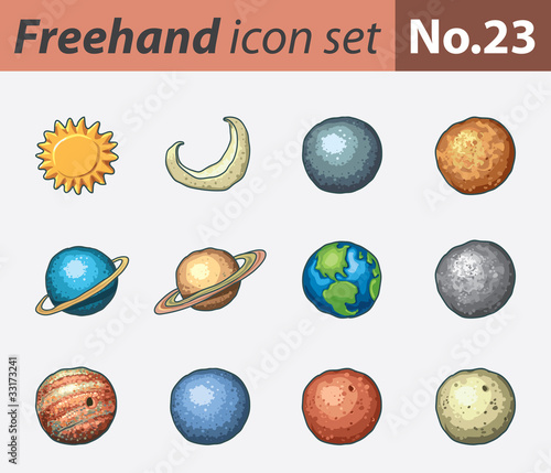 Freehand icon set - planets