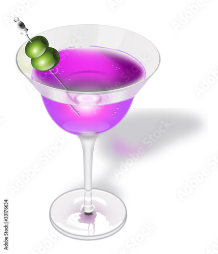 Cocktail rosa con olive