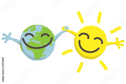 Happy globe and sun