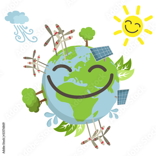 Happy globe, renewable energy