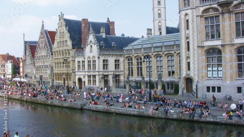 View of famous medieval quayside, Ghent, Belgium
