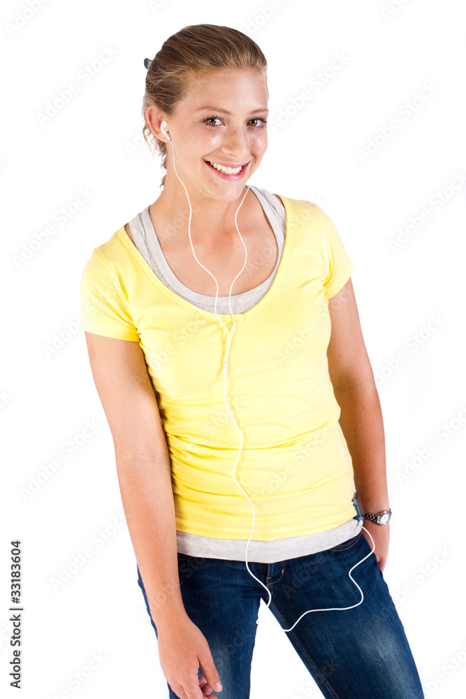 Beautiful teen enjoying music Beautiful teen enjoying music