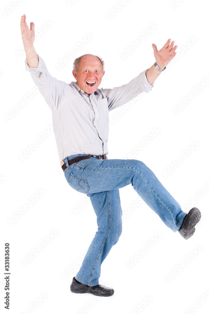 Cheerful old man having a great time Cheerful old man having a great time
