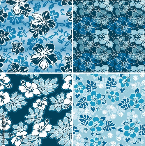 hibiscus seamless vector patterns