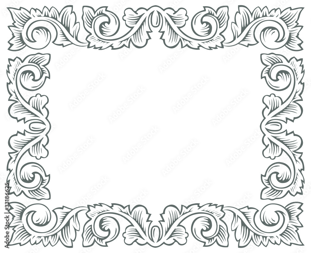 retro branch engrawing border retro branch engrawing border