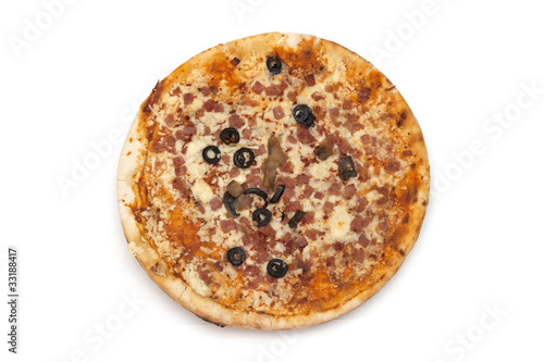 tasty Italian pizza, isolated on white background.