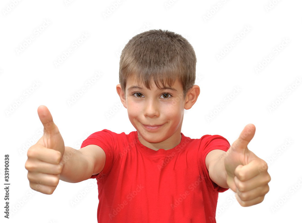 The boy shows emotion gestures The boy shows emotion gestures