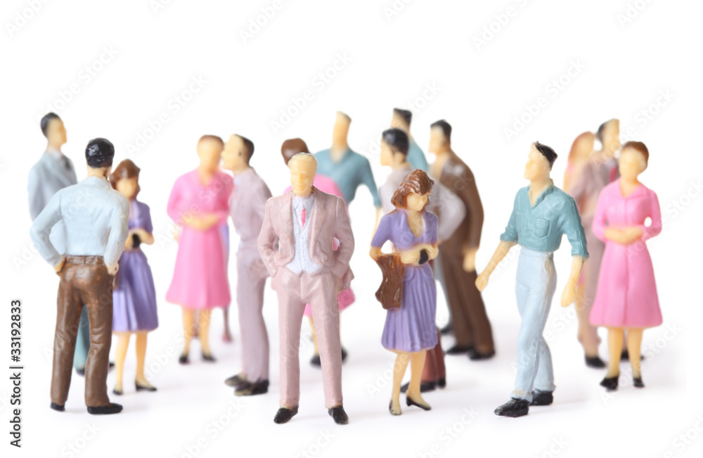 Fototapeta premium toy people stand in different poses isolated