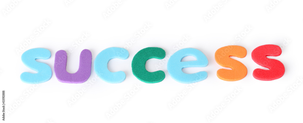 Naklejka premium success, colorful letters for child, english word isolated