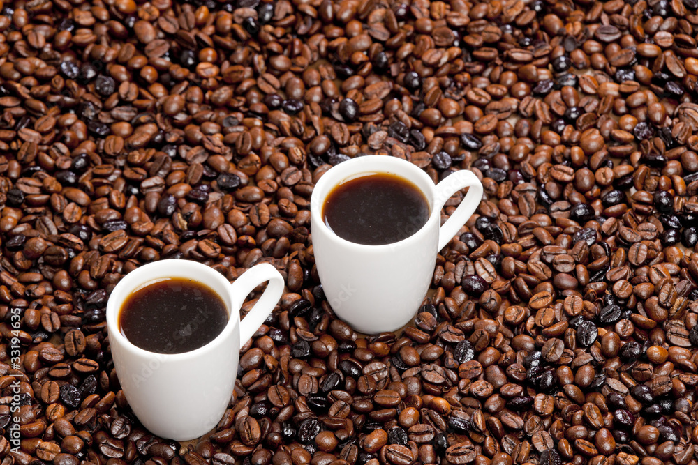 still life of coffee cups and coffee beans still life of coffee cups and coffee beans