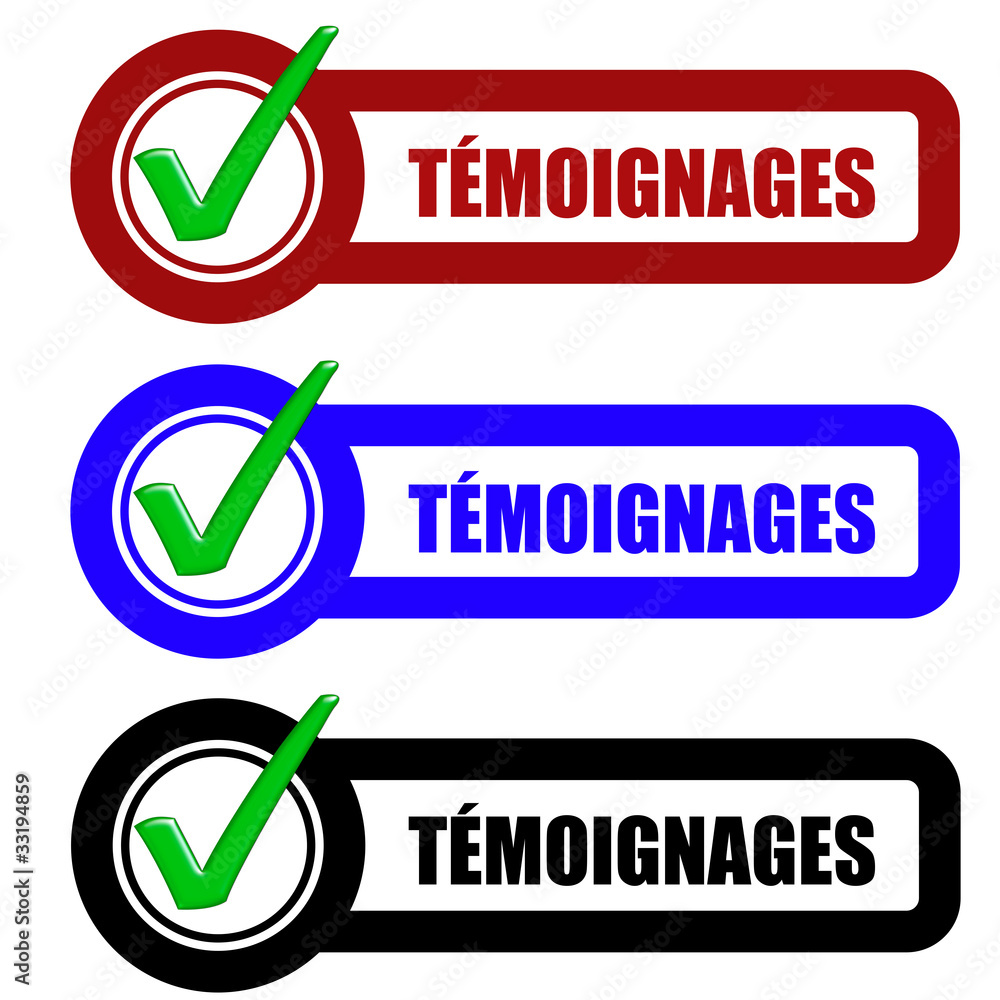 Checkbox Schild 3er TEMOIGNAGES Checkbox Schild 3er TEMOIGNAGES