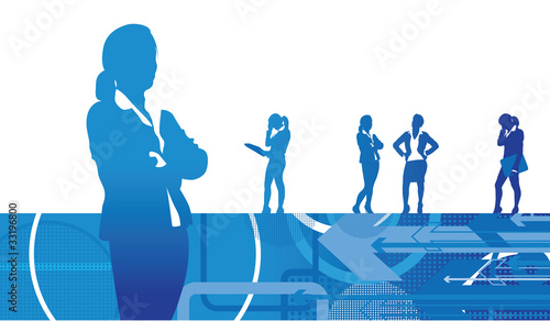 business women on an abstract banner