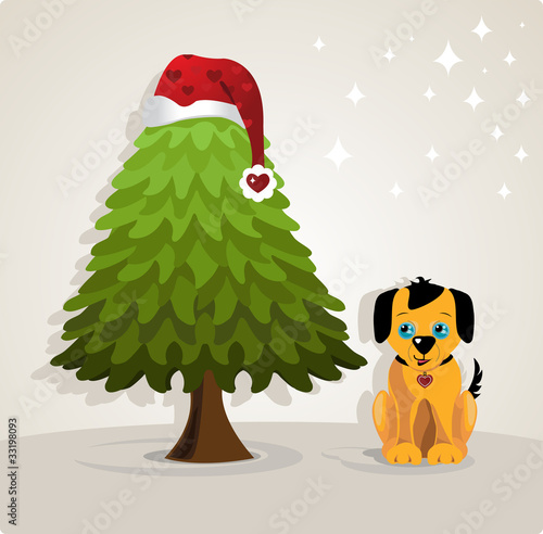 Árvore de natal com gorro