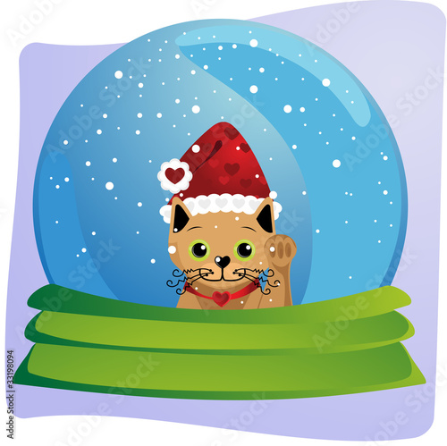 Gatinho no globo de natal