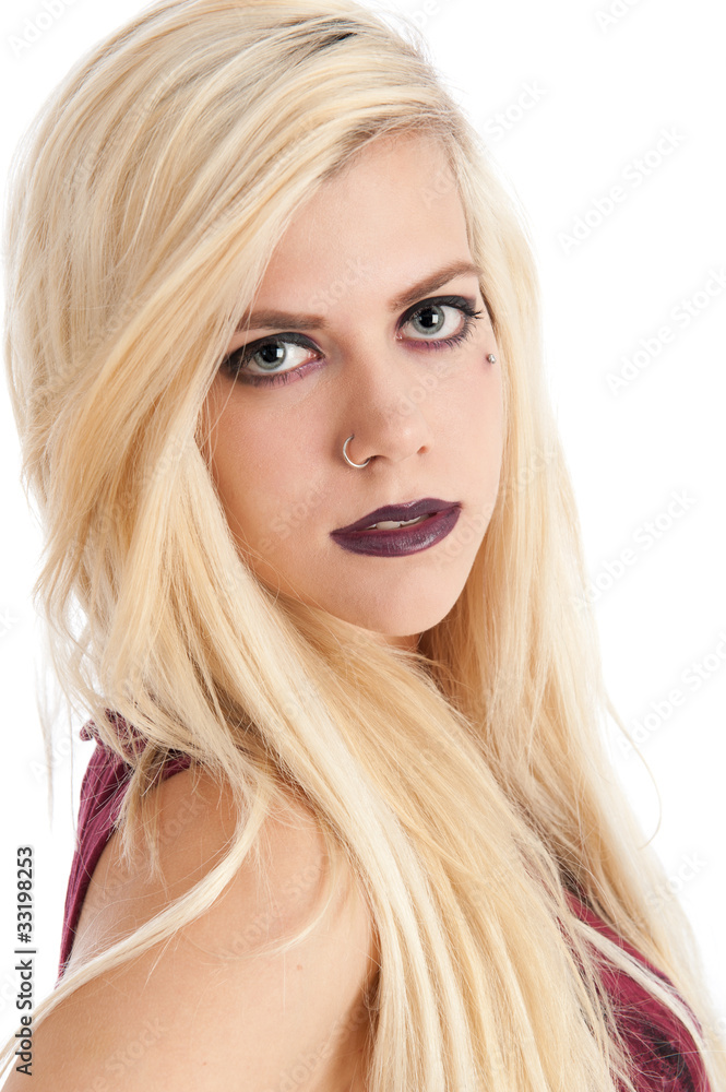 Beautiful young blonde isolated against white Beautiful young blonde isolated against white