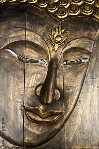 Buddha image in thai style wood carving