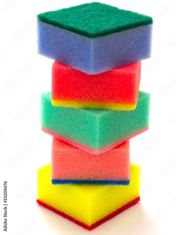 stack of sponge scouring pads stack of sponge scouring pads