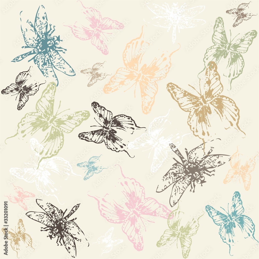 Seamless background with the dragonflies and butterflies. Seamless background with the dragonflies and butterflies.