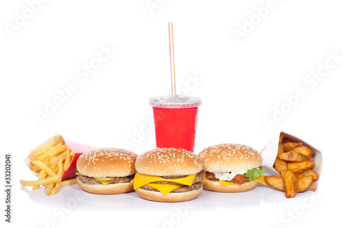 fast food set (focus on central burger)