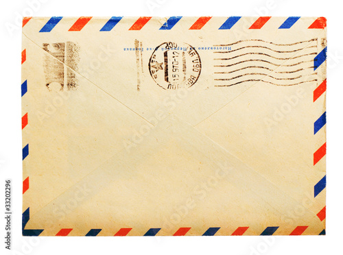 vintage envelope back side with russian meter stamps