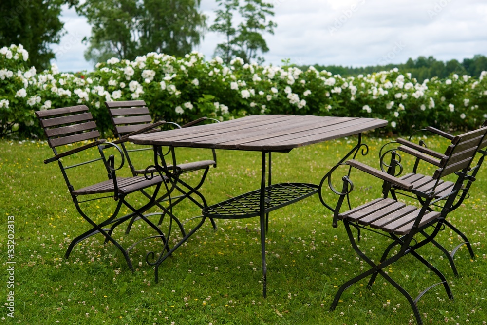 Picnic table on a meadow Picnic table on a meadow