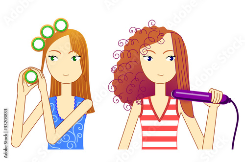 girls make coiffure