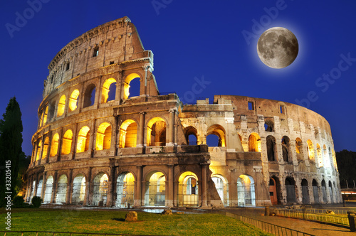 Colosseum with full moon