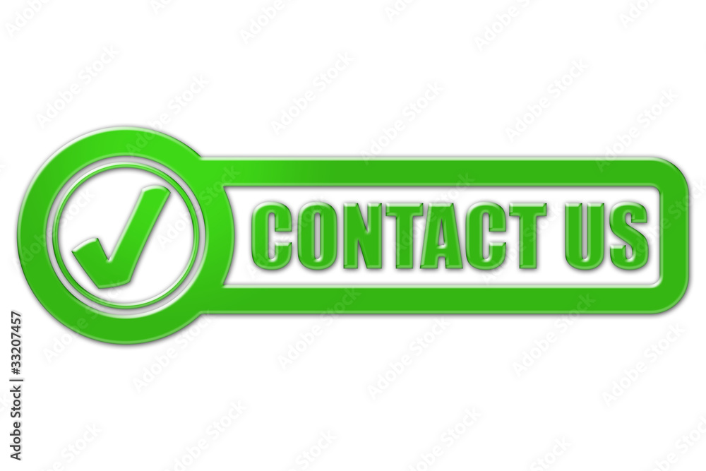 Checkbox Schild grün glas CONTACT US Checkbox Schild grün glas CONTACT US