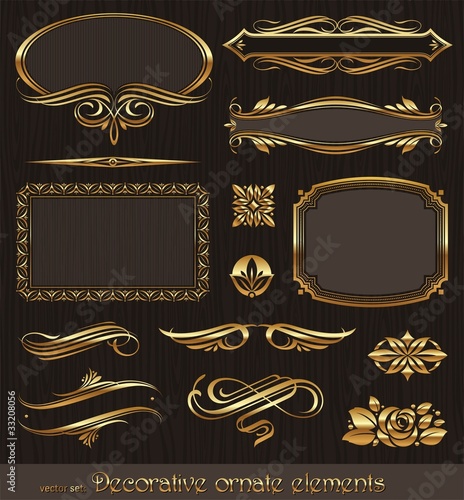 Golden decorative vector design elements & page decor