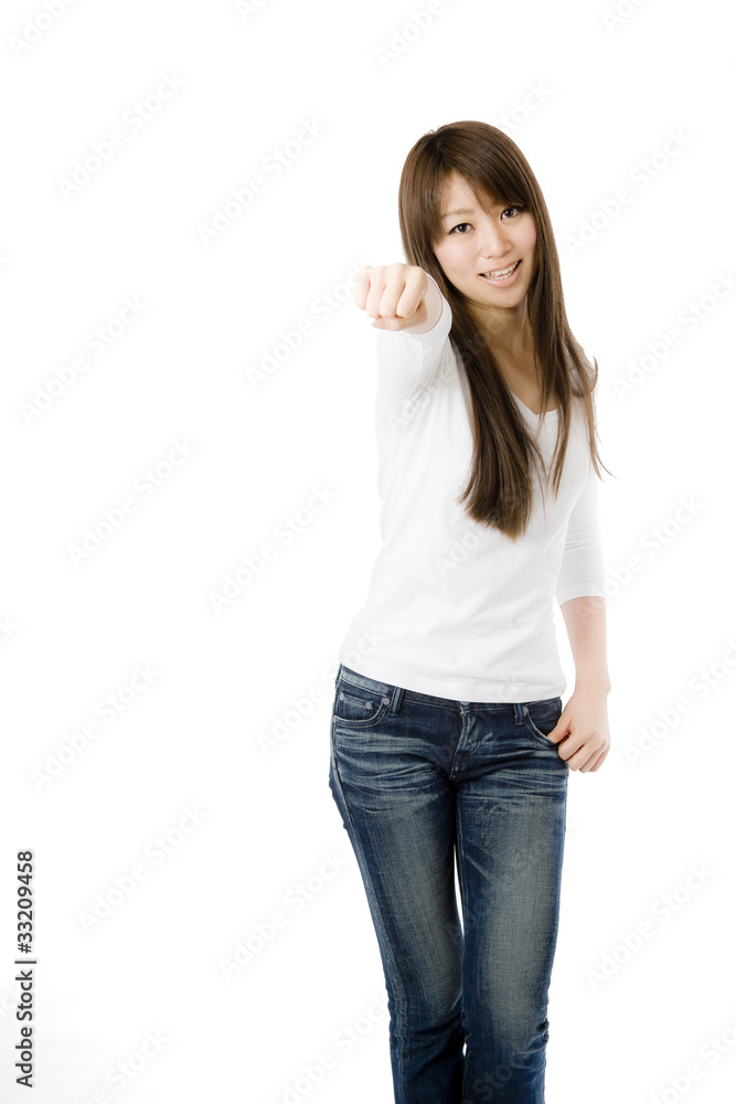 パンチする女性 パンチする女性