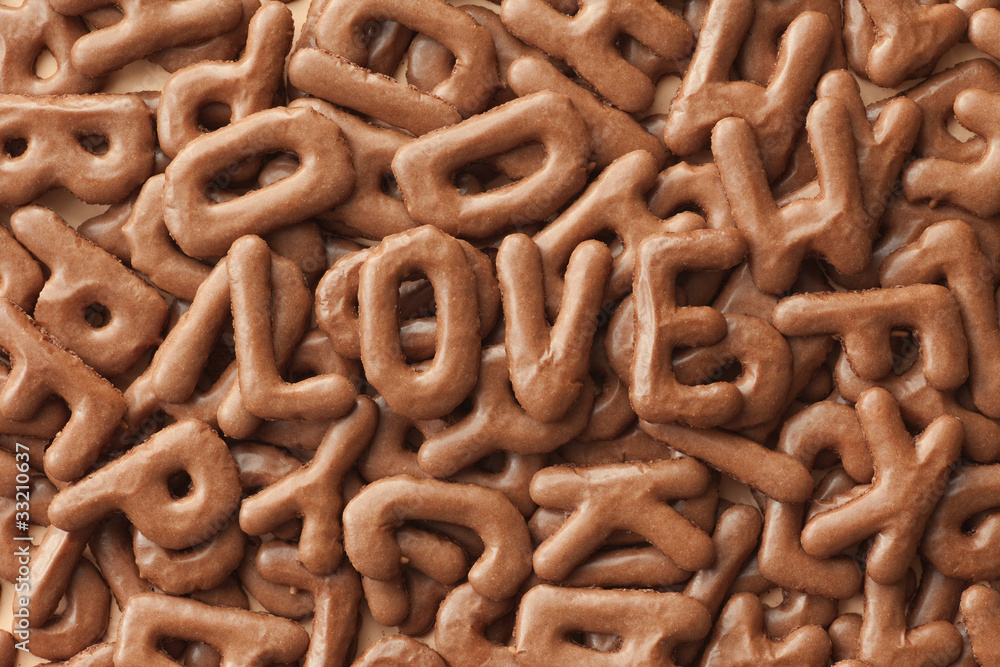 Letter biscuits spelling out the word Love Letter biscuits spelling out the word Love