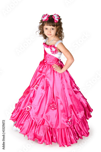 The girl in a beautiful dress on a white background