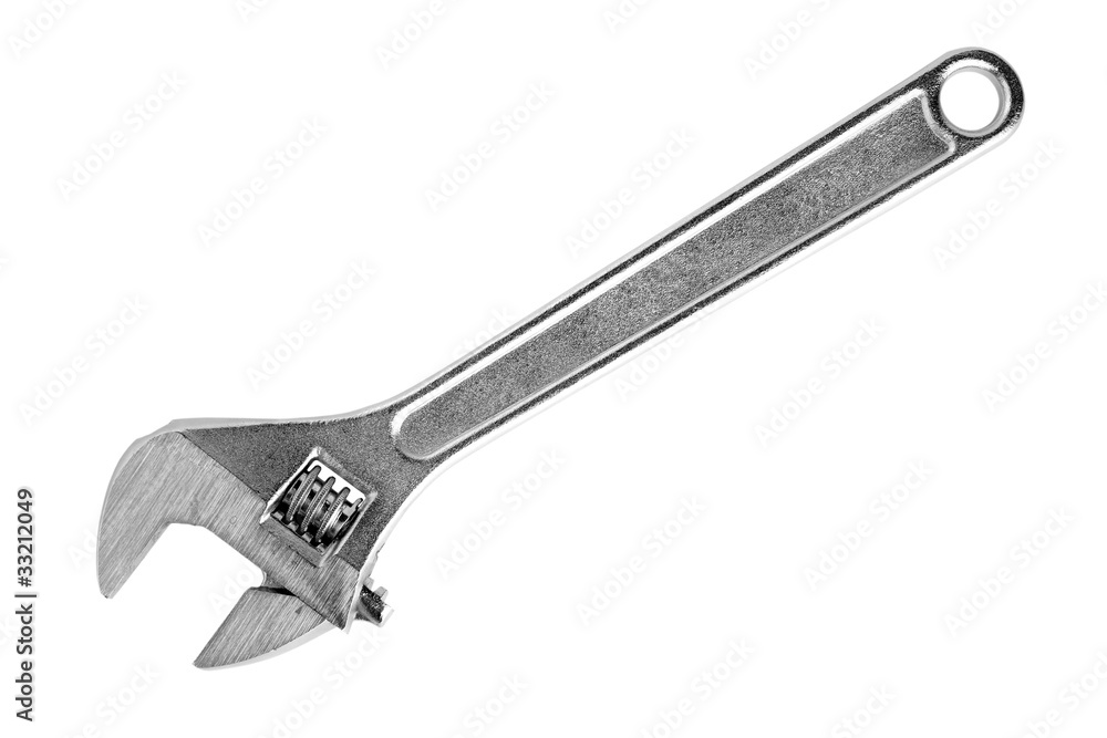 Adjustable wrench isolated on white background