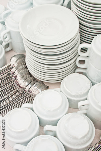 pile tea tableware