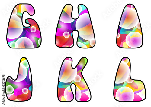 alphabet coloré G H I J K L