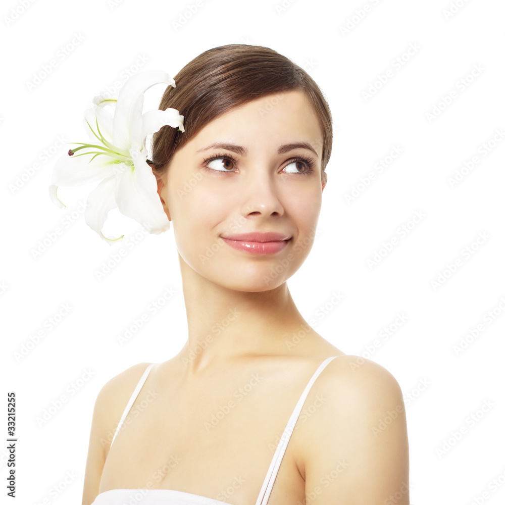 Beautiful girl with lily flower Beautiful girl with lily flower