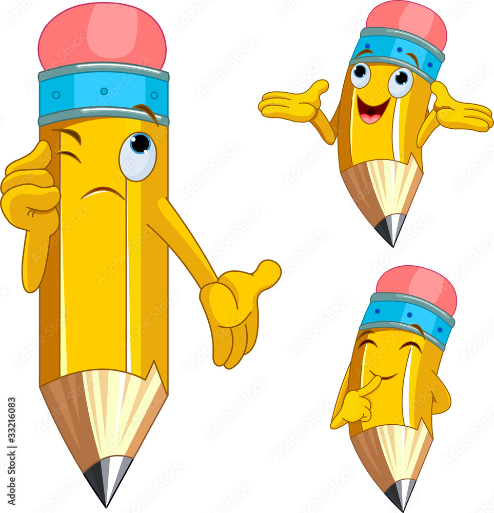 Naklejka premium Pencil Character facial expressions