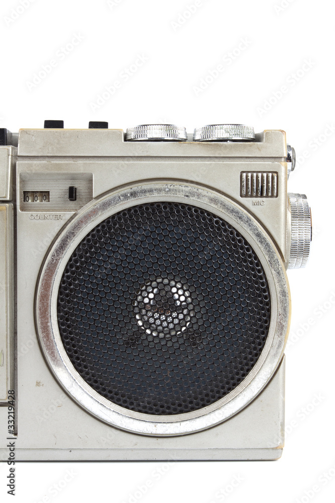 Obraz premium Loudspeaker, A loudspeaker on a classic cassette player.